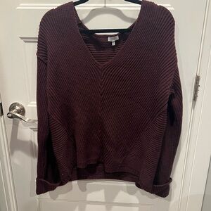 Tobi Brown V-Neck Sweater Classic Knit